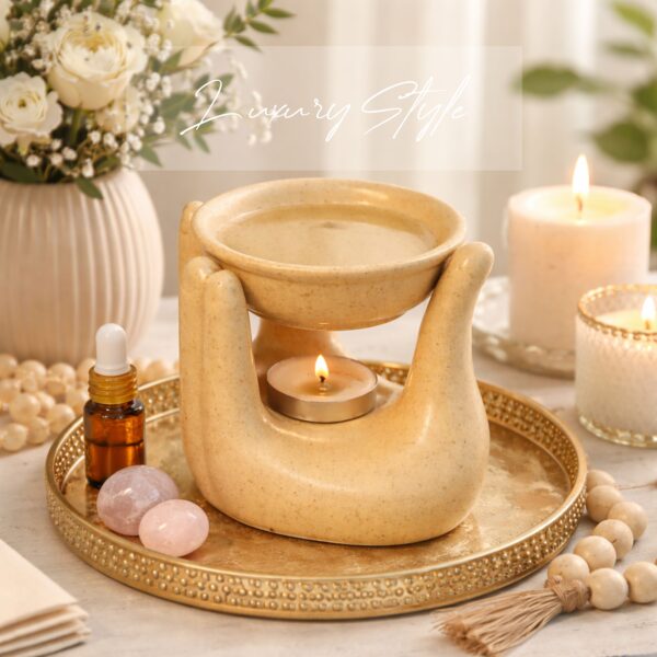 Brown Hand Shape Ceramic Oil Burner