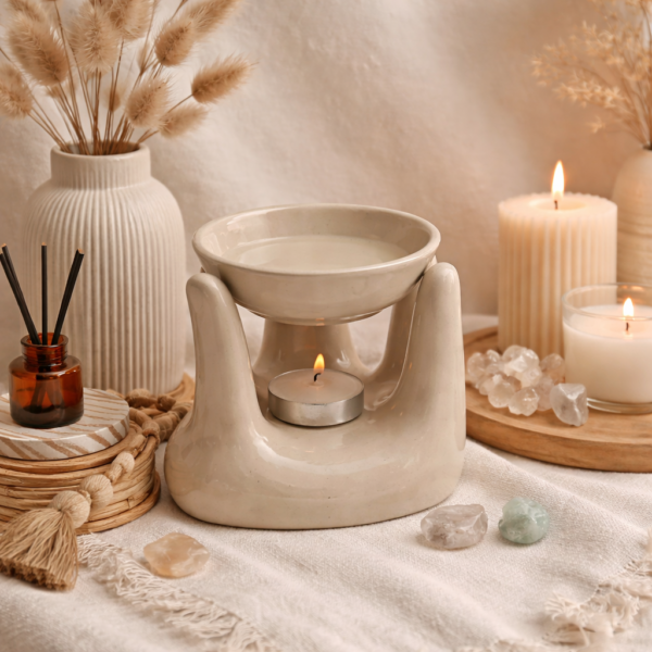 Ivory Hand Shape Ceramic Oil Burner